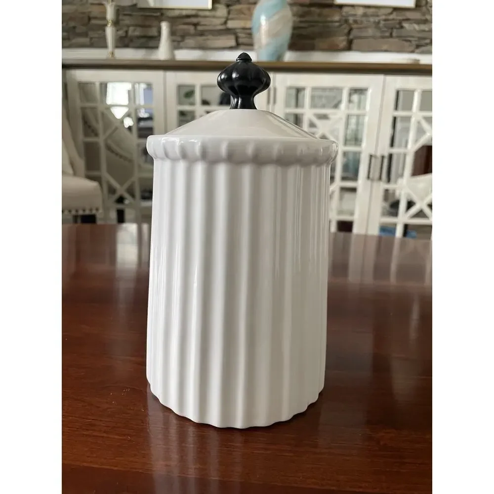 French Country Side Canister 8 Inch White